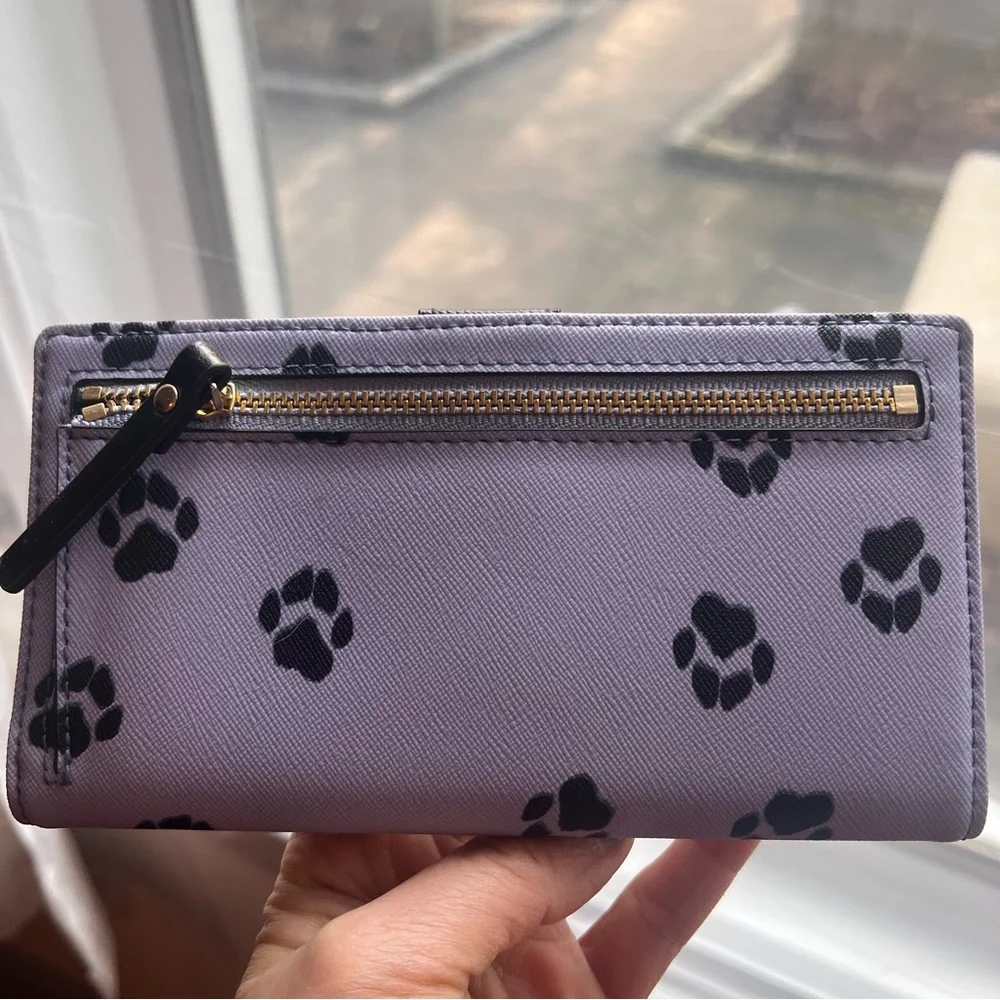 Lavender Paw Print Kate Spade New York Wallet | Dog Lover | New Without Tags - Picture 2 of 6